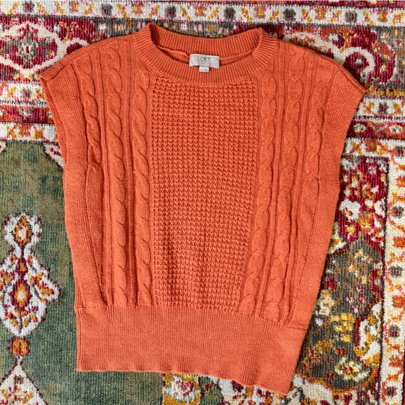 LOFT Orange Knit Sweater Vest Top - Picture 1 of 3